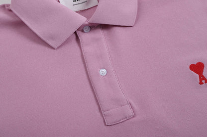 Polo purple à petit logo ami de cœur rouge