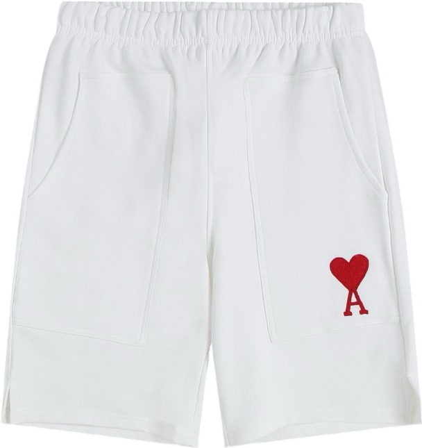 Short blanc à petit logo ami de cœur rouge