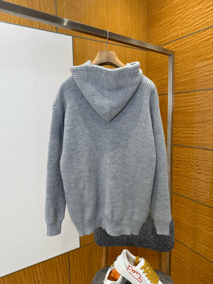 Pull capuche laine côtelé Celin