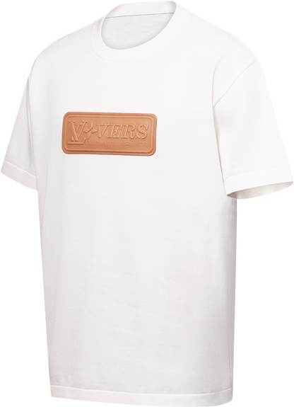 Tee-shirt lv manches courtes à patchs en cuir naturel