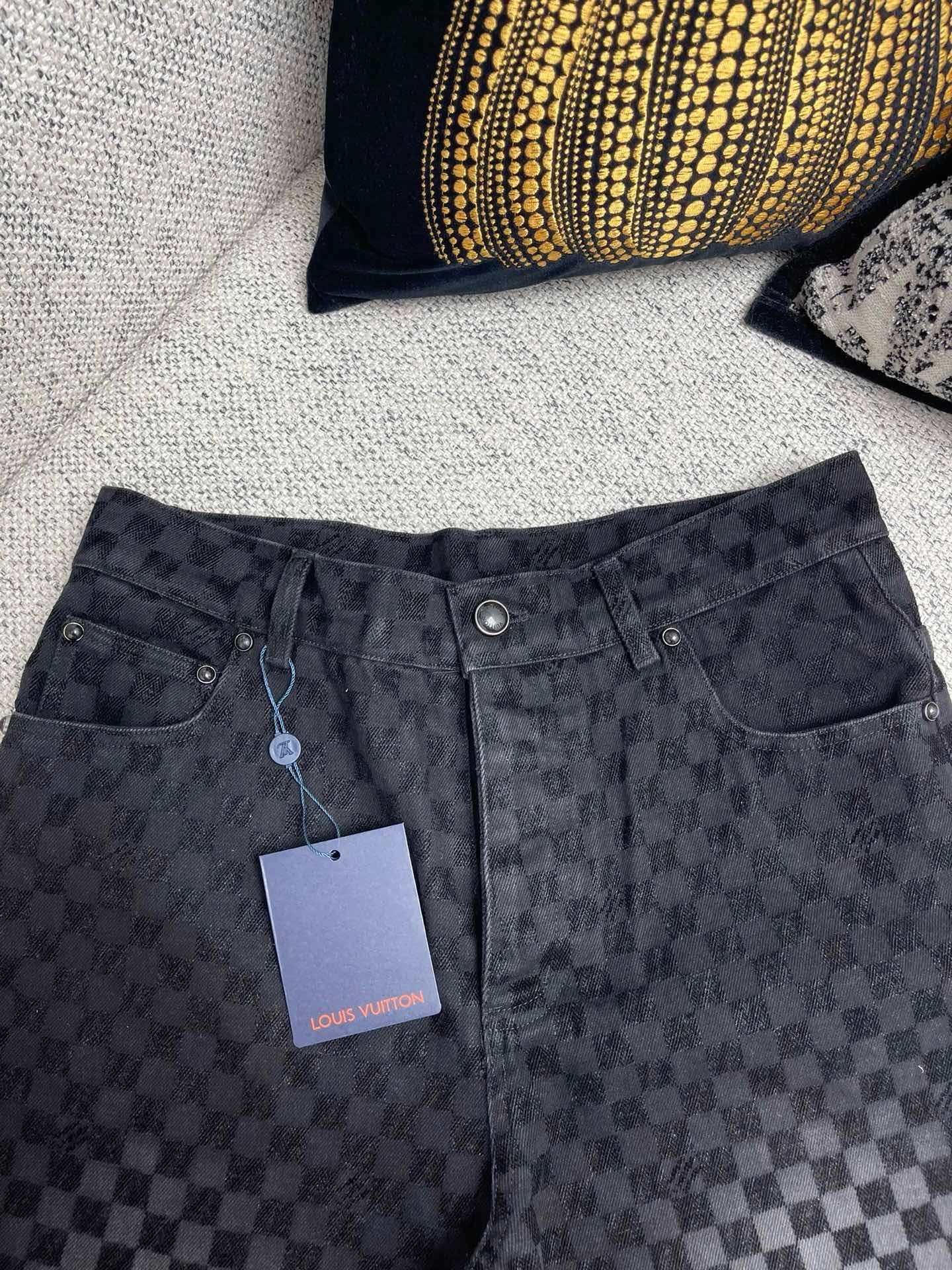 1AHBDY Tracksuit Flocked Damier Denim Trucker Jacket