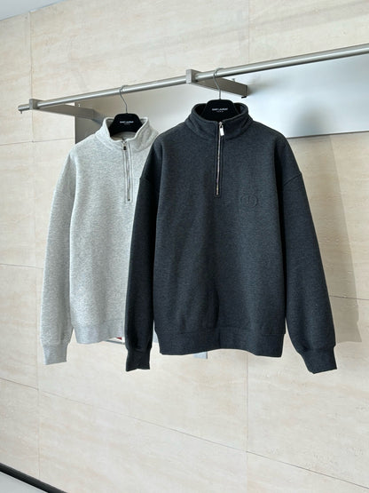 Sweatshirt demi-zippé CD Icon Molleton de coton gris foncé