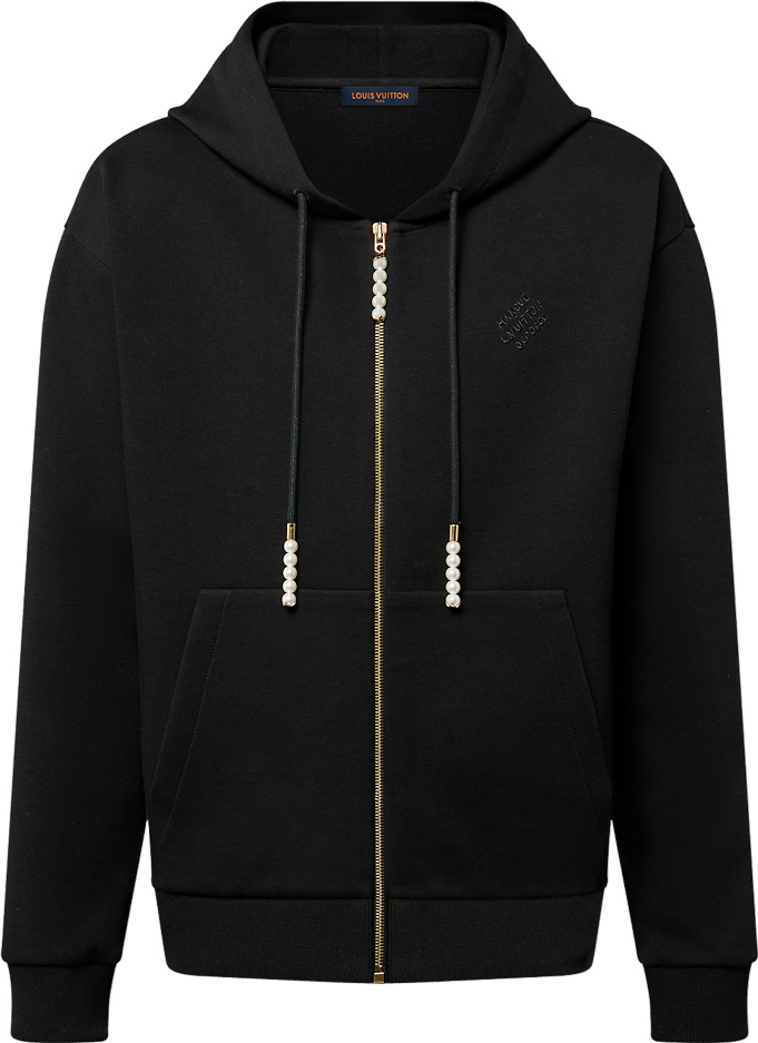 Embroidered Jersey Zip-Up Hooded Sweatshirt