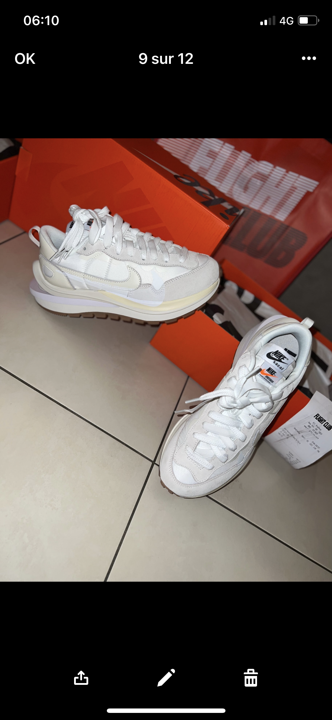 Sacai white vapporwaffle Flight club Authentification ✔️Facture