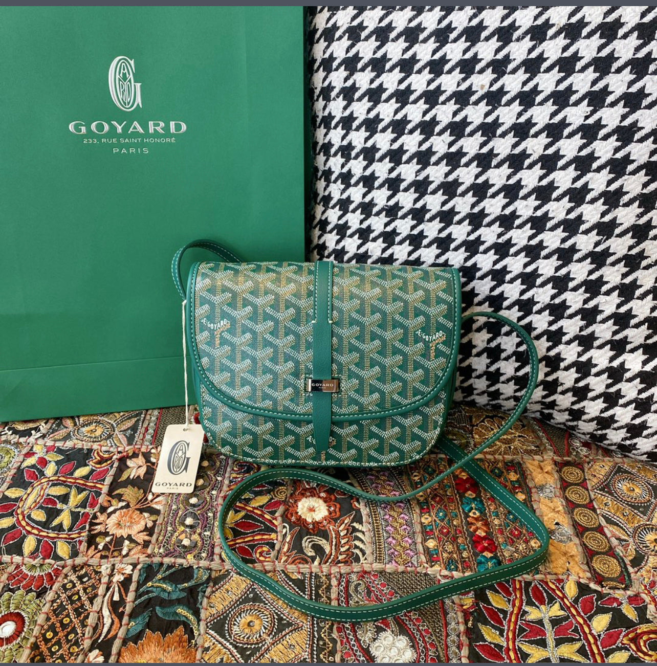Belvedere green leather bag invoice