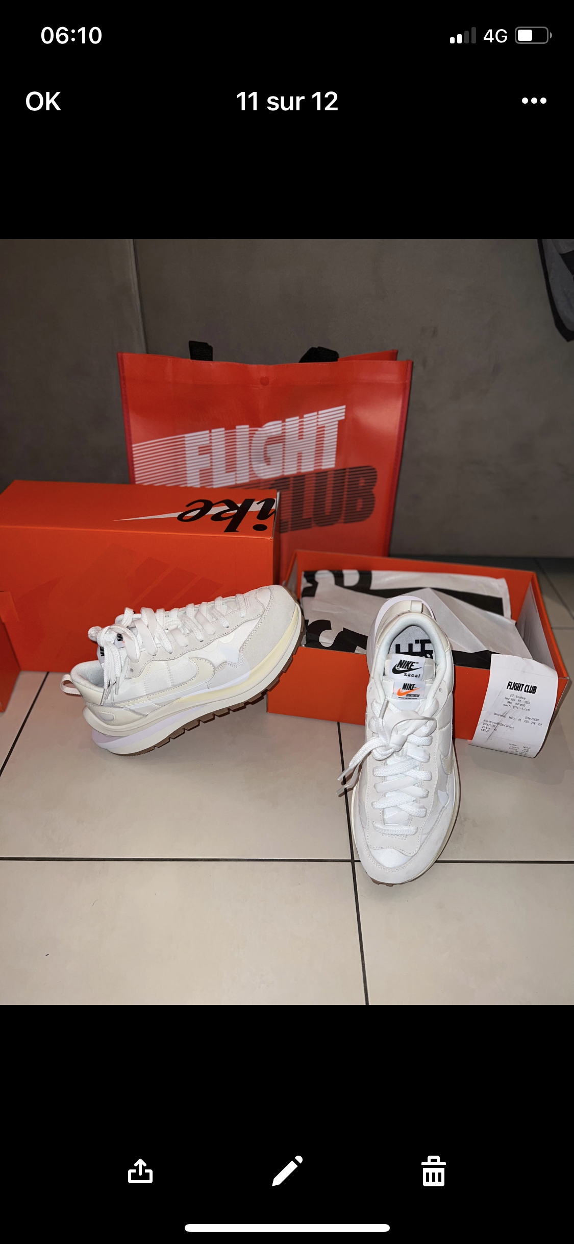 Sacai white vapporwaffle Flight club Authentification ✔️Facture