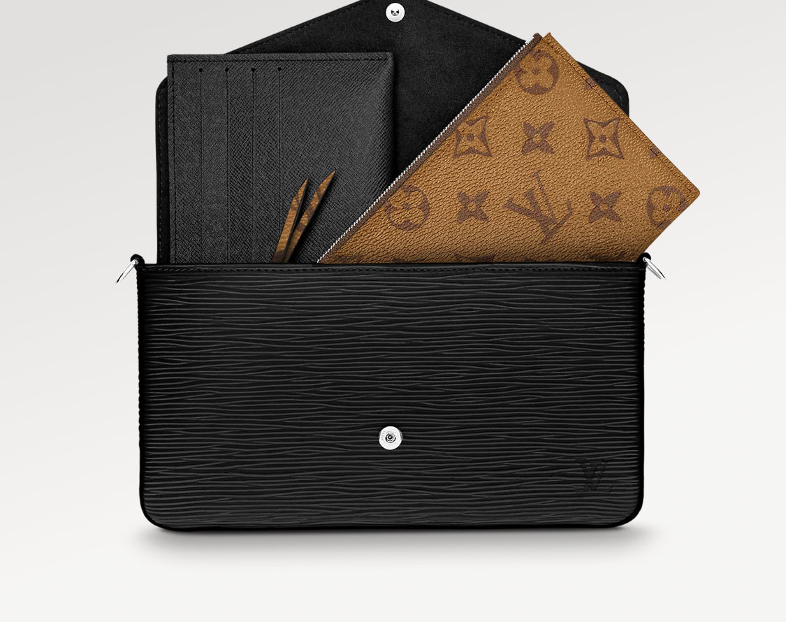 Pochette felicie cuir épi noir  facture
