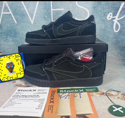 AJ low Travis black stock X authentification ✔️ 1:1 Facture
