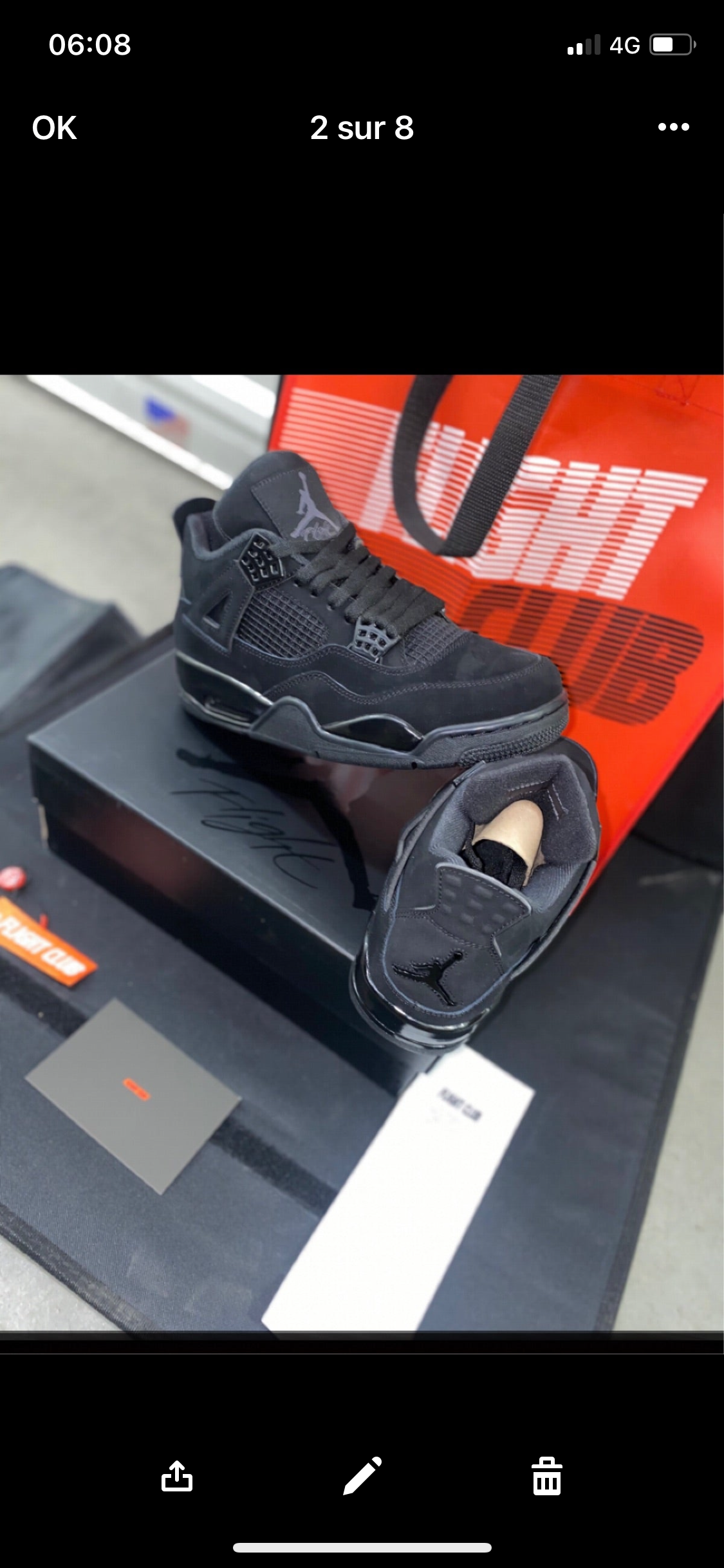 AJ 4 black cat Facture Stock X Or Flight club Authentification ✔️ au choix