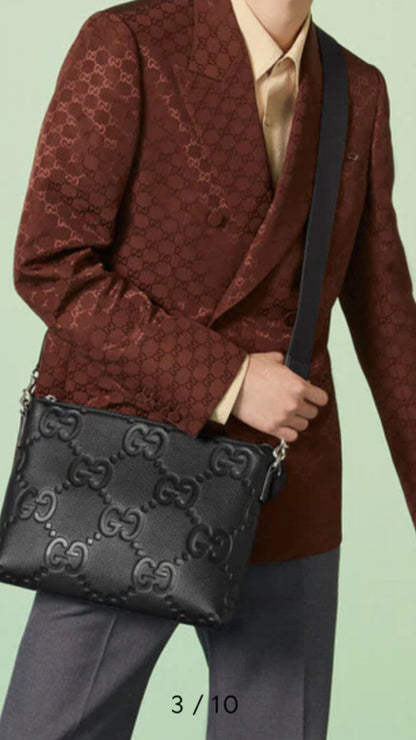 Sacoche Gg jumbo cuir noir facture