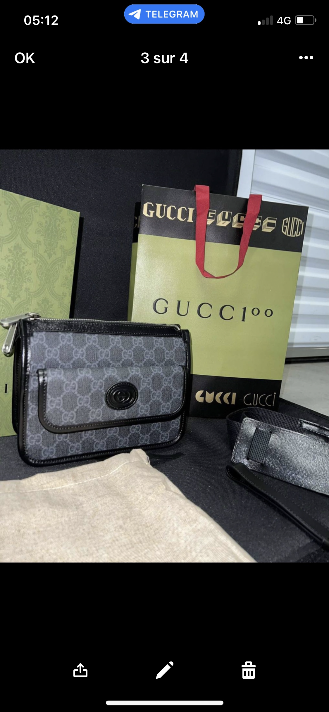 Sacoche Gg detail en cuir  facture