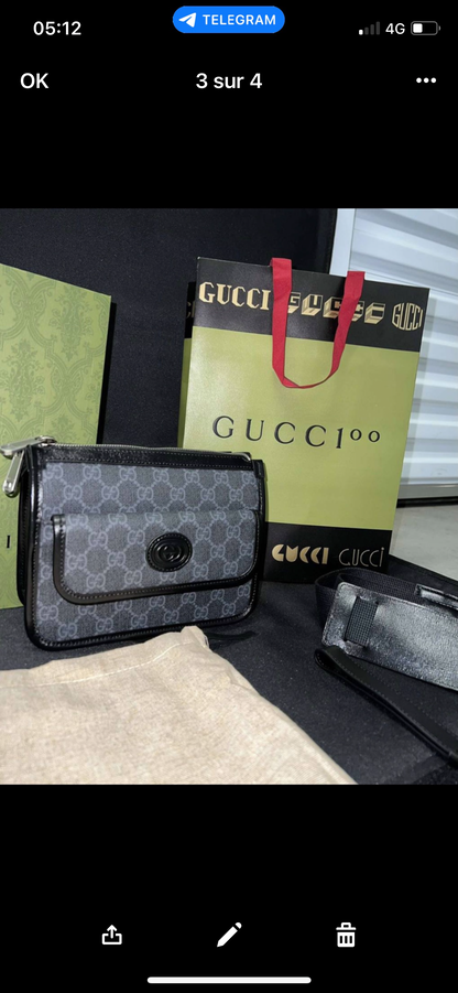Sacoche Gg detail en cuir  facture