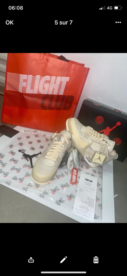 AJ 4 Off white Flight club Authentification 1:1 ✔️ Facture