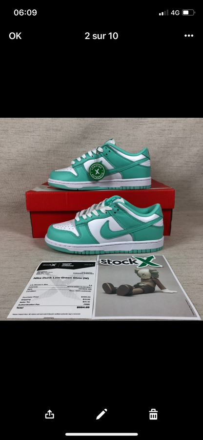 Dunk low green glow stock X authentification ✔️facture