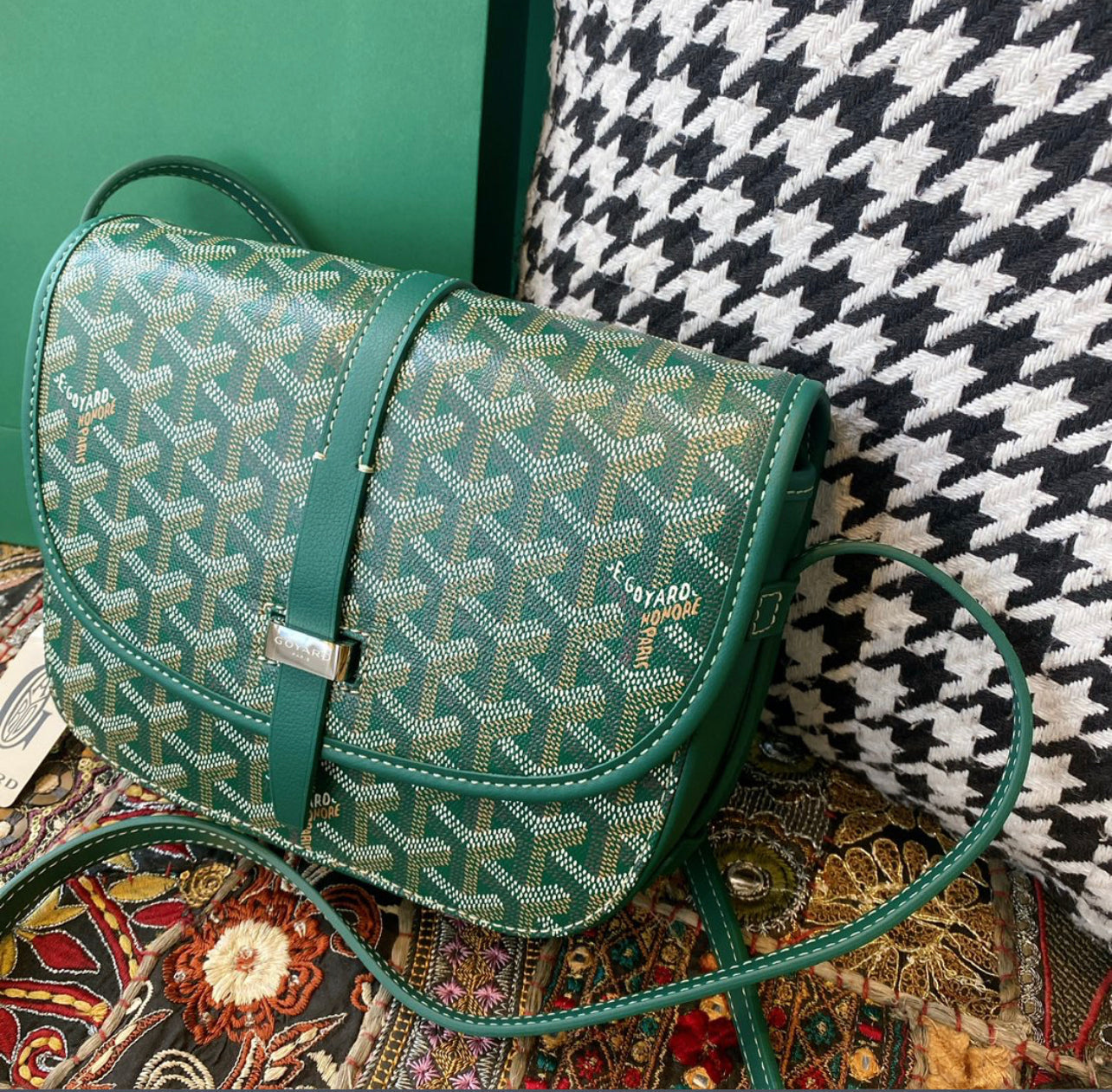 Belvedere green leather bag invoice