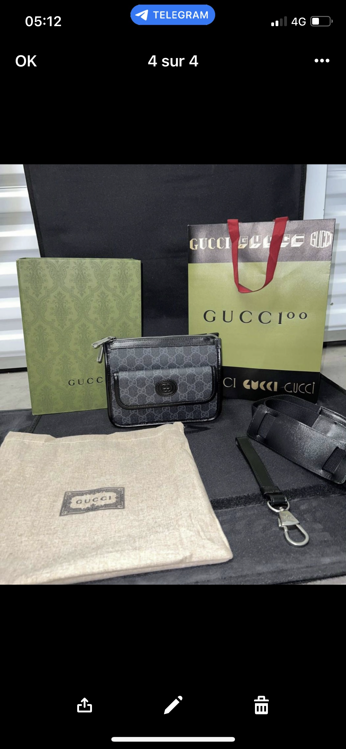 Sacoche Gg detail en cuir  facture