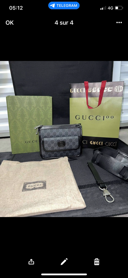 Sacoche Gg detail en cuir  facture