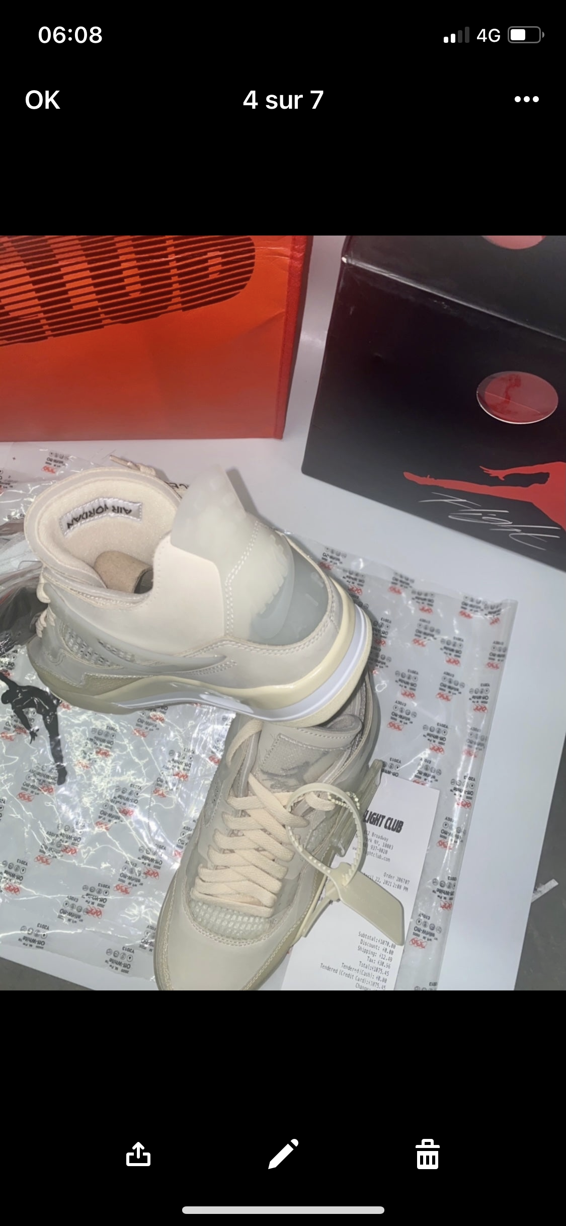 AJ 4 Off white Flight club Authentification 1:1 ✔️ Facture