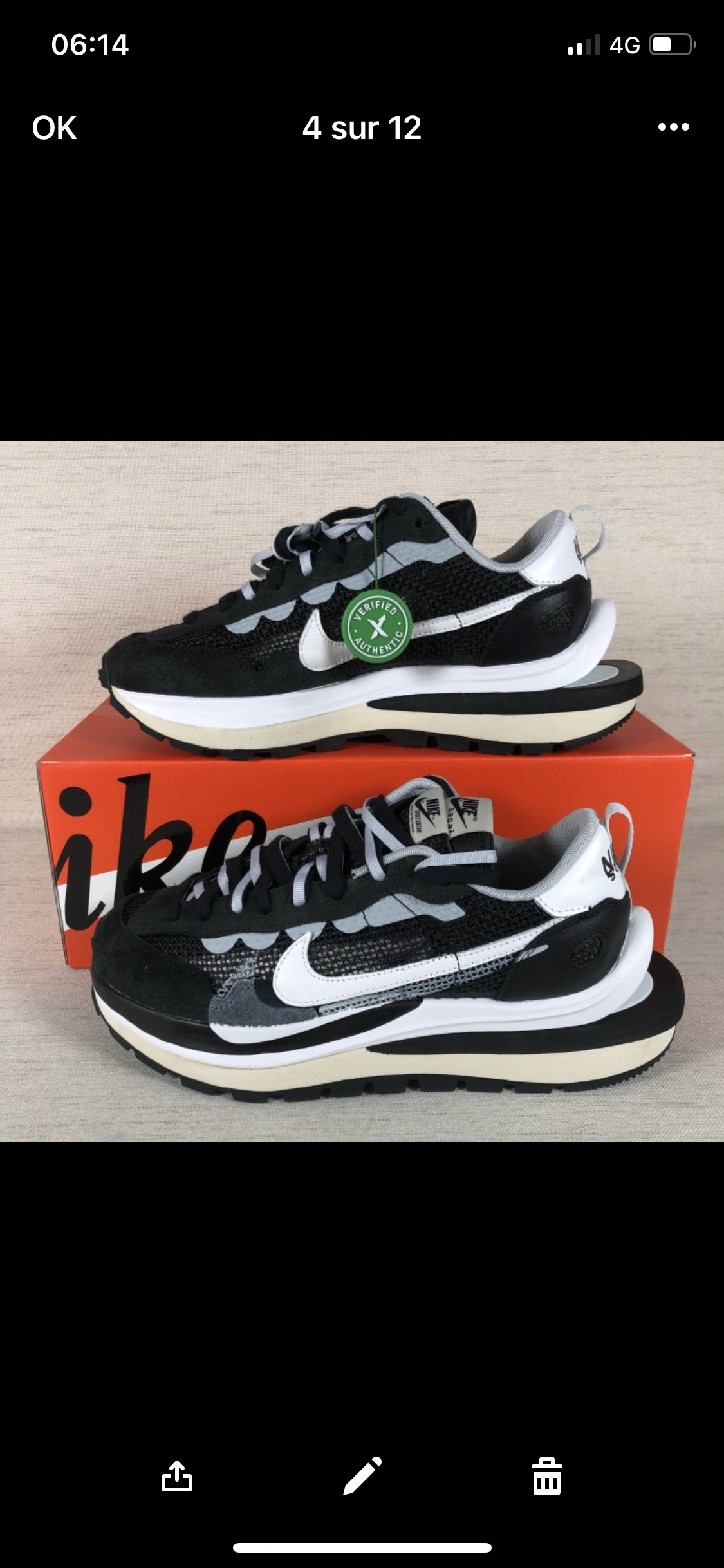Vaporwaffle Sacai black And white  stock X Authentification 1:1 ✔️  facture