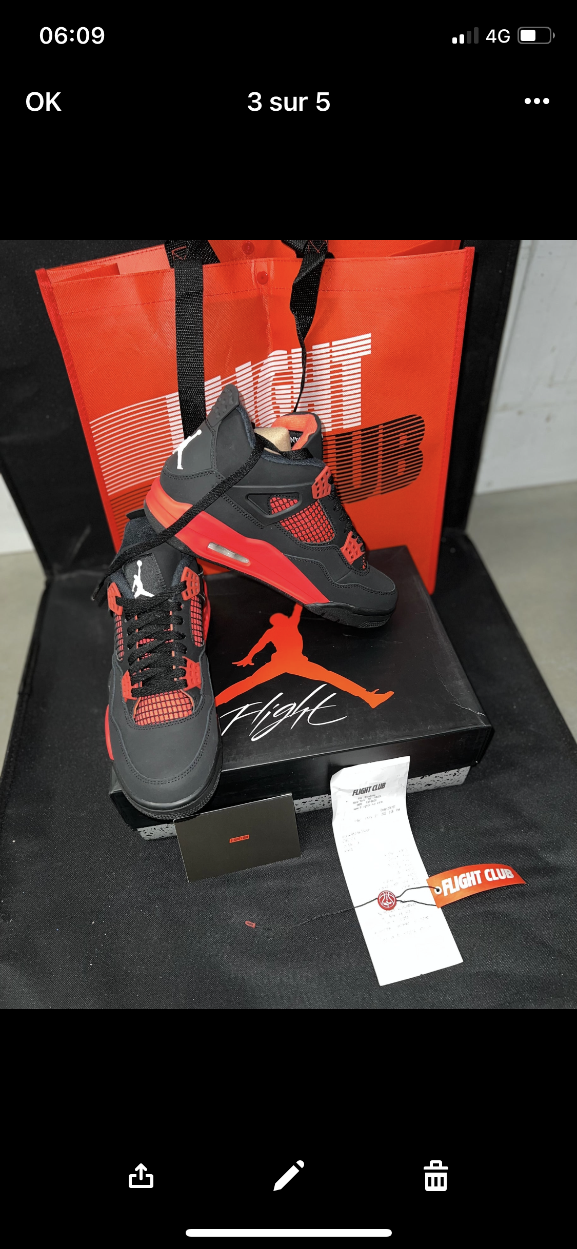AJ red Thunder Flight club Authentification ✔️ Facture